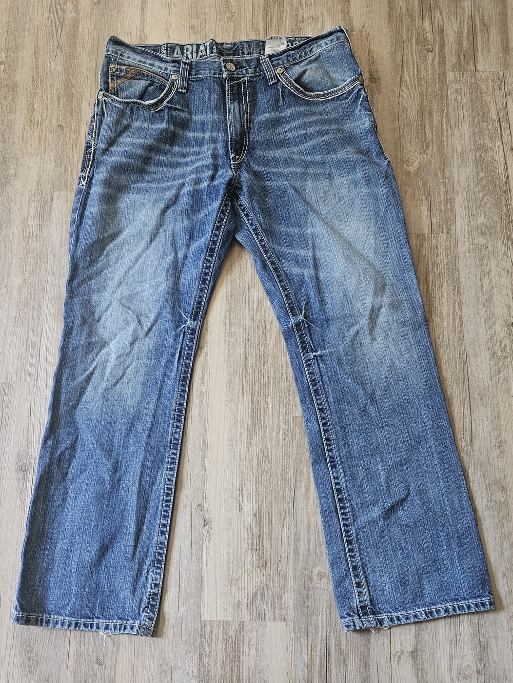 Ariat Men's M4 Low Rise Boot Blue Bootcut Demin Western Workwear Jeans 36x32